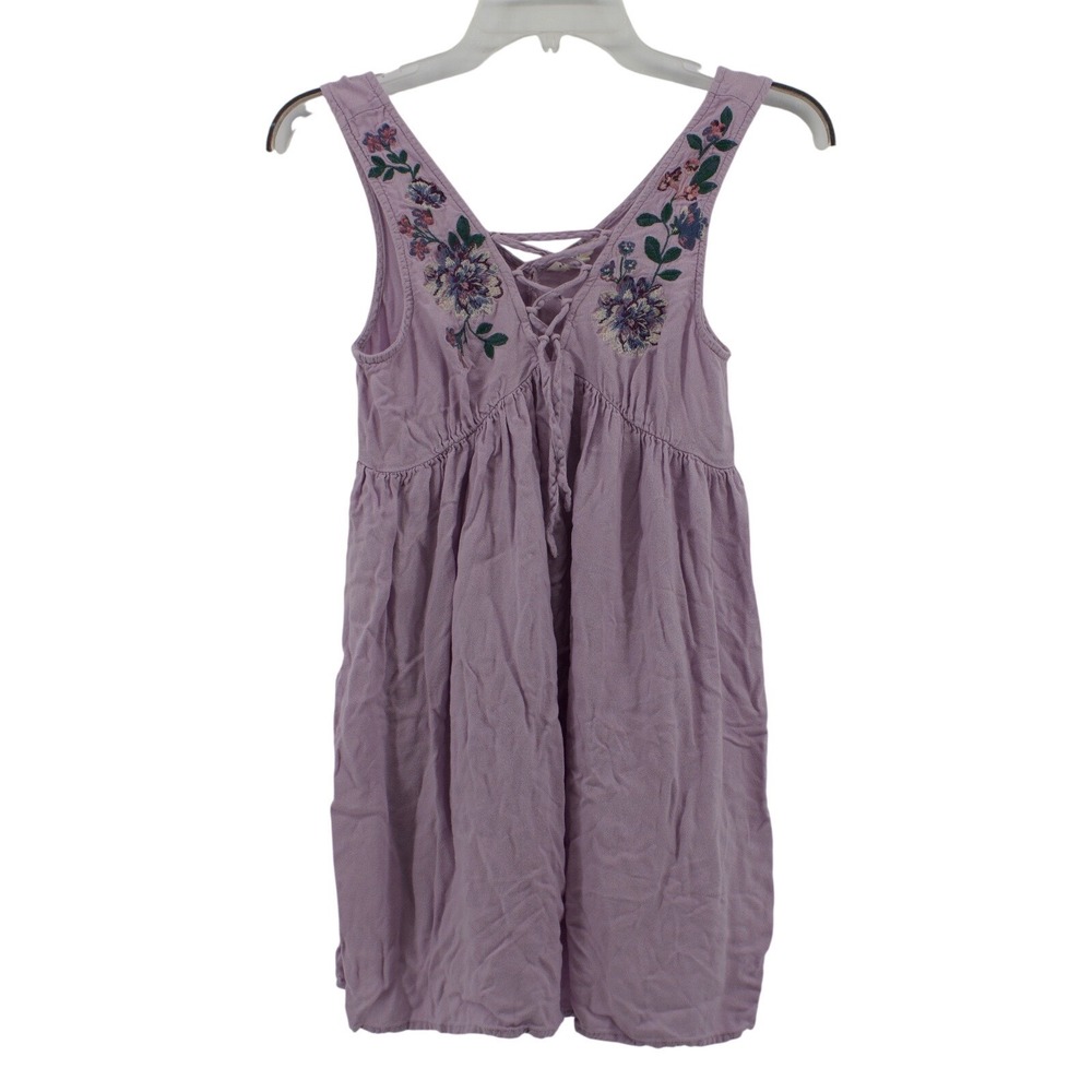 Aeropostale Tank Top Womens XS Purple Floral Embroidered Summer Boho Romantic